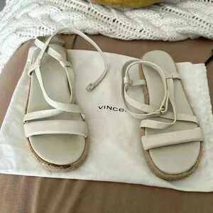 VINCE Ivory Strappy Ankle Strap Adjustable Smith Round Toe Leather size 7M